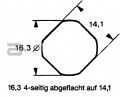 Dierovac nstroj Ø 16,3 mm 4-strann splotenie 14,1 mm